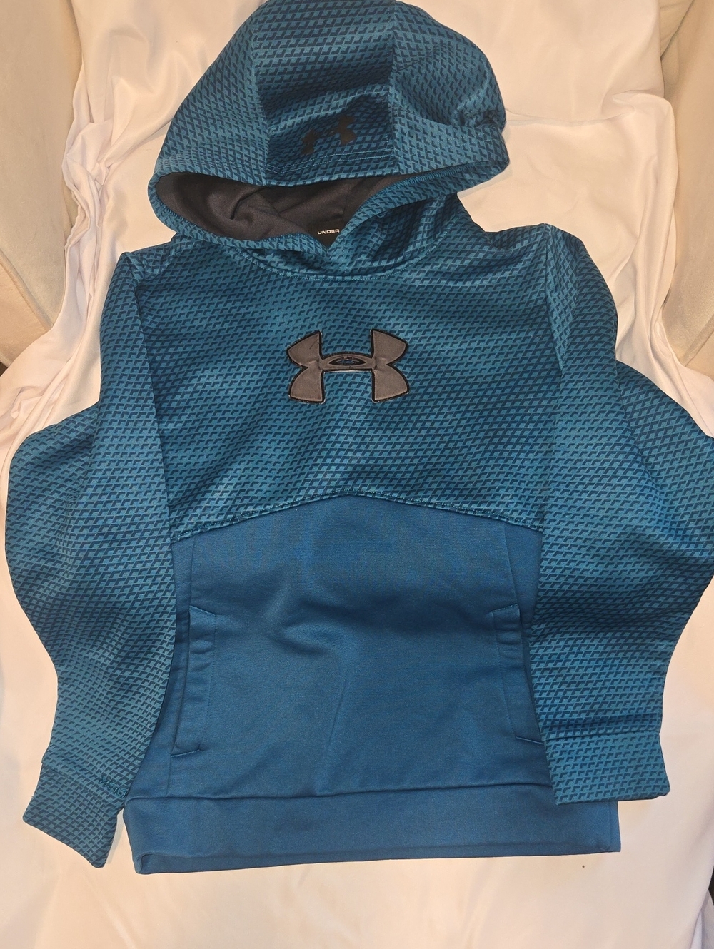 Under Armour Teal Textured Hooded Performance Pullover